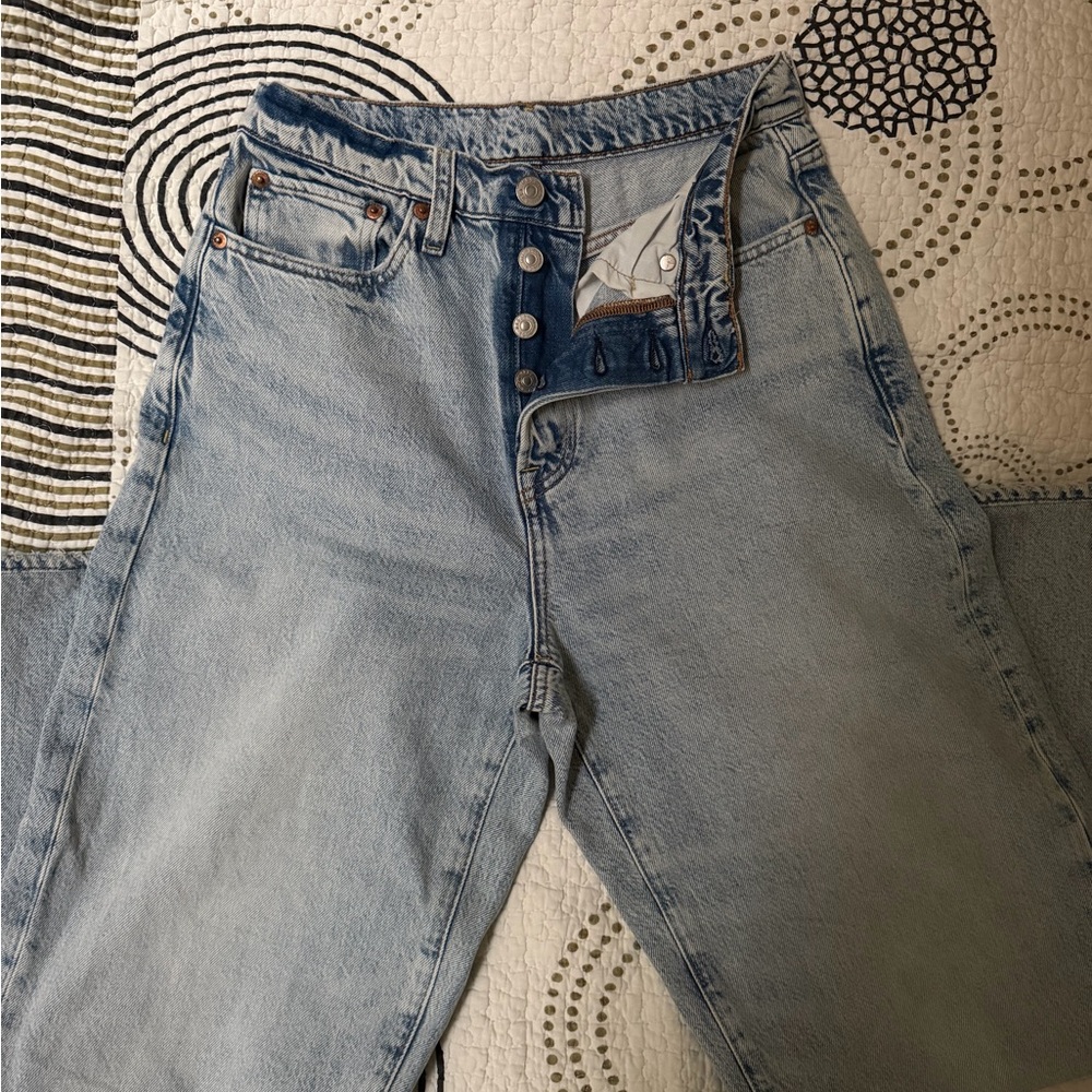Light Blue Button-Fly Jeans